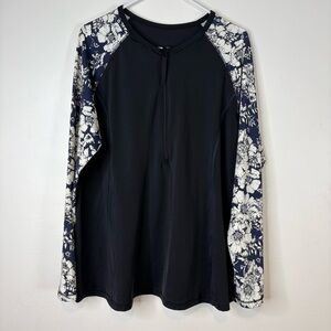 Cacique Lane Bryant Long Sleeve Half Zip Rash Guard Swim Top 22/24
